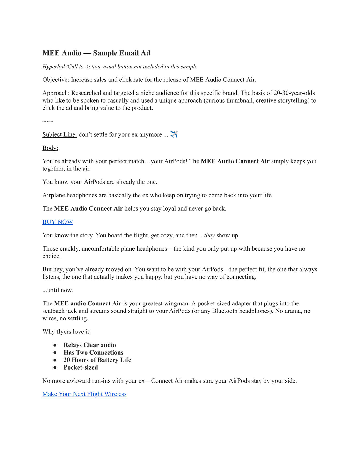 Creative Storytelling Email Ad